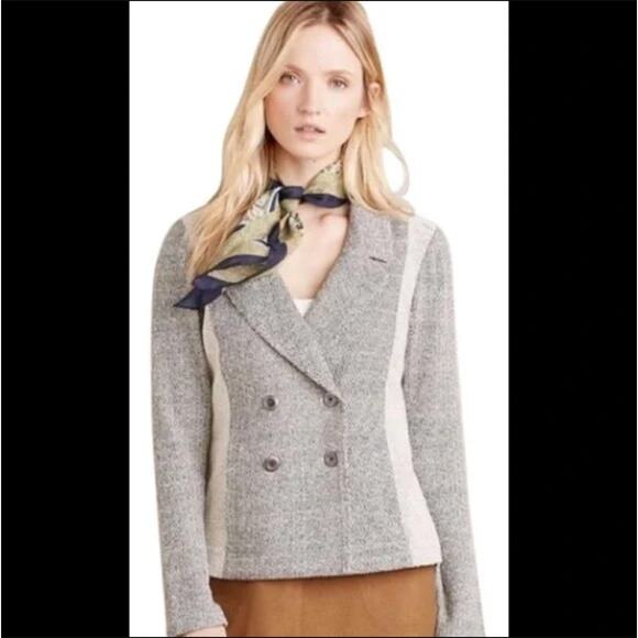 Anthropologie Blazer XS- Saturday Sunday Milica Gray Knit Double Breasted Career - Picture 1 of 7